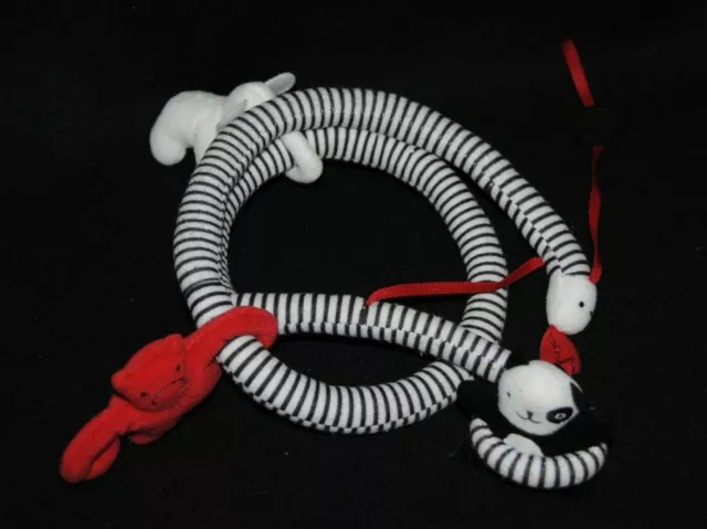 Peluche doudou serpent rayé panda éléphant blanc singe rouge TBE
