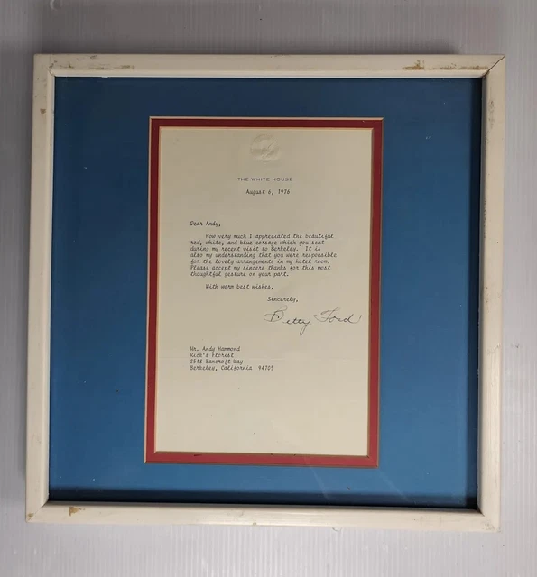 Original Signature Letter Former First Lady Betty Ford August 6' 1976 #sa