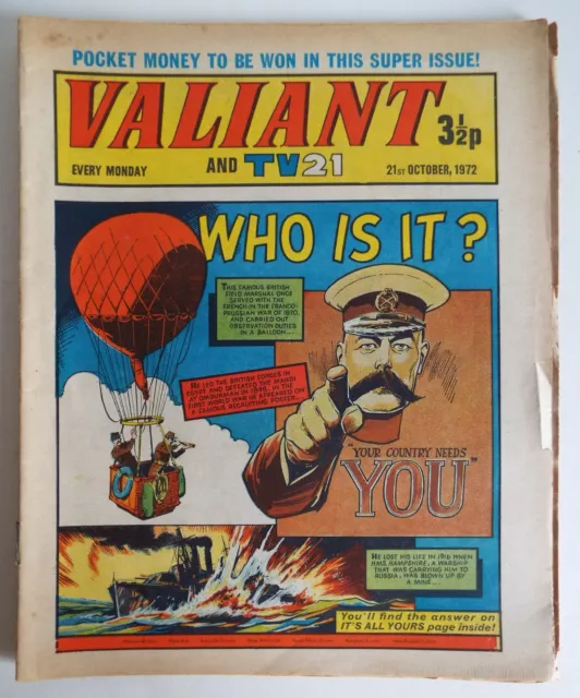 VALIANT AND TV21 comic, 21st October 1972. STAR TREK, Airfix, CORGI toys adverts