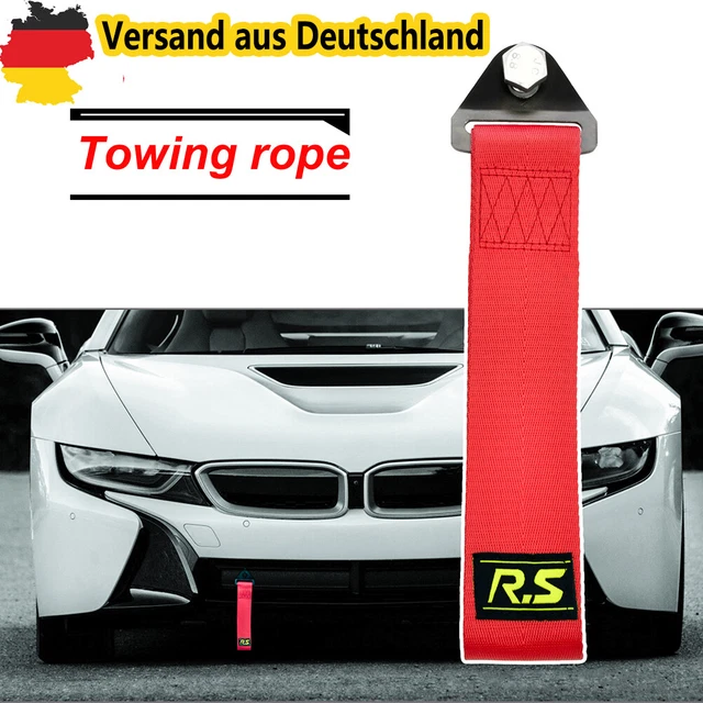 Fune di traino nastro di traino anello di traino sport motoristici Tow Strap Hook ROSSO auto