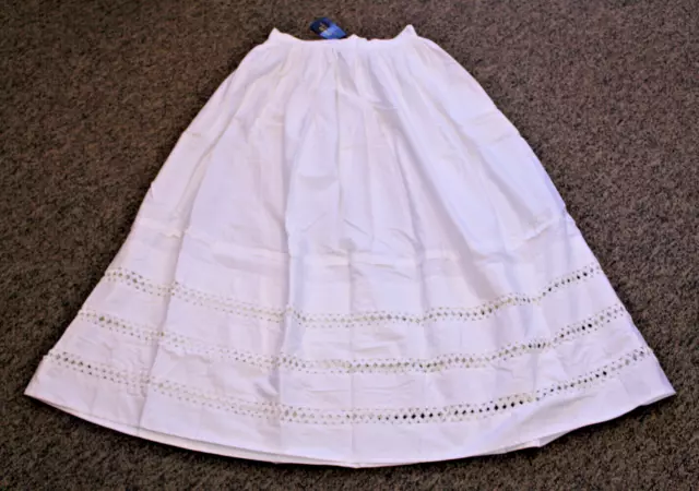 $498 New Polo Ralph Lauren Cotton Maxi Skirt WHITE Size 10
