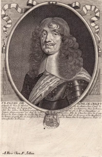 Portrait XVIIe François De Bonne De Créqui Comte de Canaples Gouverneur Dauphiné