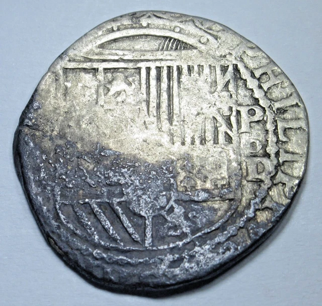 1577-1588 Philip II Spanish Peru Silver 1 Reales 1500's Colonial Pirate Cob Coin