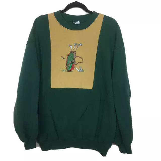 Golf Sweatshirt Embroidered Green Mens XL Clubs Supra Dublin Ireland Vintage