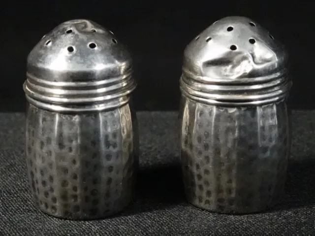 Sterling Silver SCS Co. Small Salt & Pepper Shakers Hammered 1 1/2" 8.3g