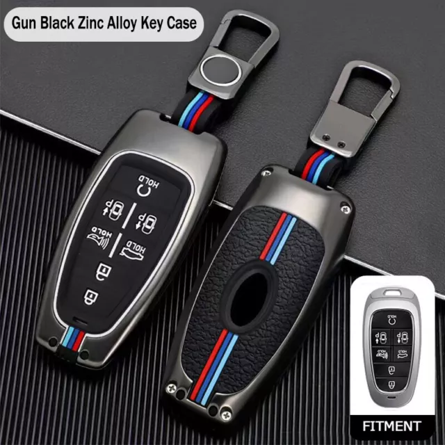 7 Button Zinc Alloy Car Key Cover Case FOB For Hyundai Santa Fe Tucson 2020-2022