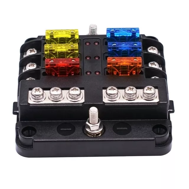 6-Way  Fuse ,with LED Indicator 12 Circuits with Negative Marine Fuse Box7895