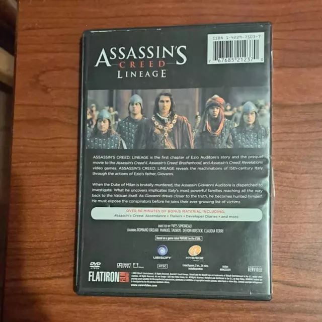 Película en DVD franquicia de videojuegos Assassins Creed Lineage Prequil to 3