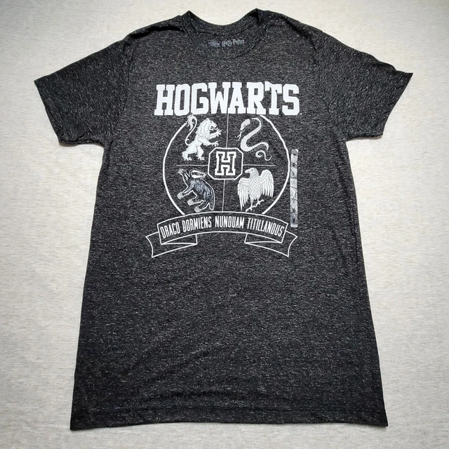 HARRY POTTER MENS Shirt Gray Medium HOGWARTS Crest Wizarding World New