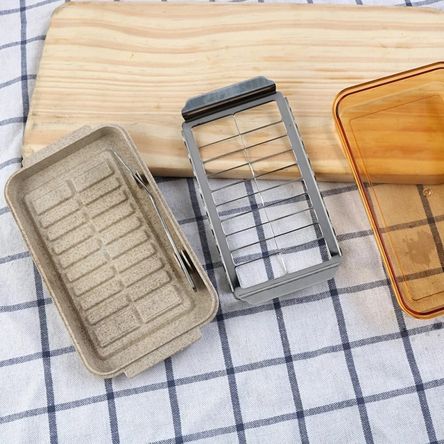Butter Keeper Slicer With Lid - Butter Dish Container With Cutter, Measuring Dispenser