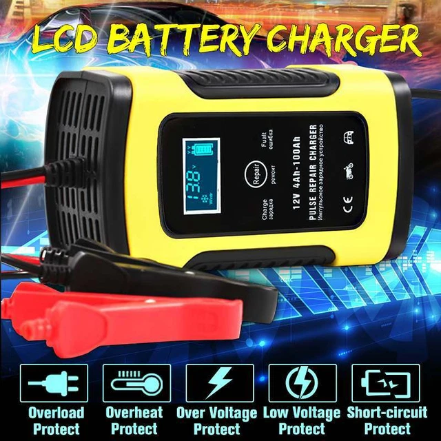 Chargeur de Batterie pour Voiture et Moto Intelligent 12V Protections Multiples Chargeur de Batterie pour Voiture et Moto Intelligent 12V Protections Multiples