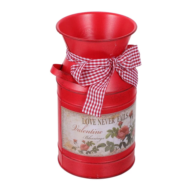 Cabilock Set 2 Secchielli Per Fiori In Ferro Vintage: Forma Di Secchio Per Latte, Contenitore Per Composizioni 16x16x19 Cm