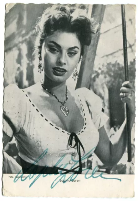 AK Sophia Loren, Film, Autogramm, Original signierte WS-Karte 60er Jahre