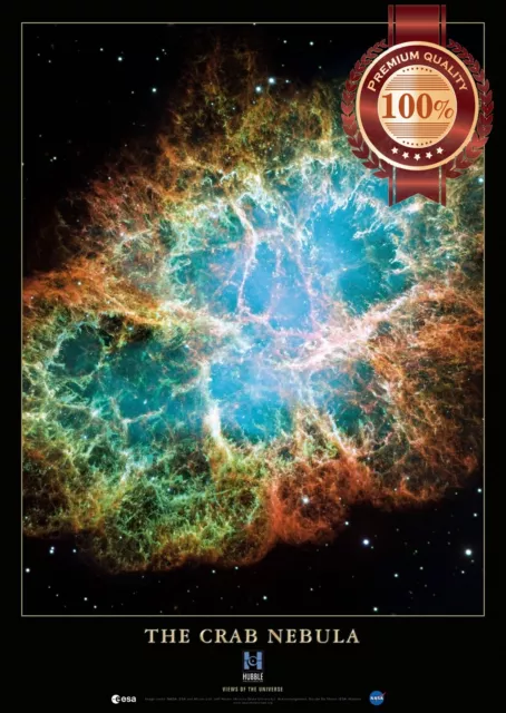 New The Crab Nebula Nasa Hubble Space Artwork Wall Art Print Premium Poster