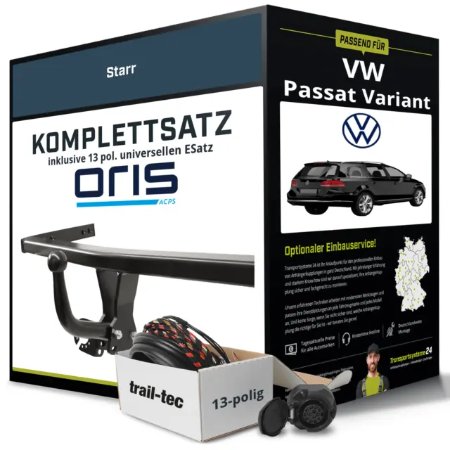 Für VW Passat Variant B6 Typ 3C5 Anhängerkupplung starr +eSatz 13pol uni 05- AHK