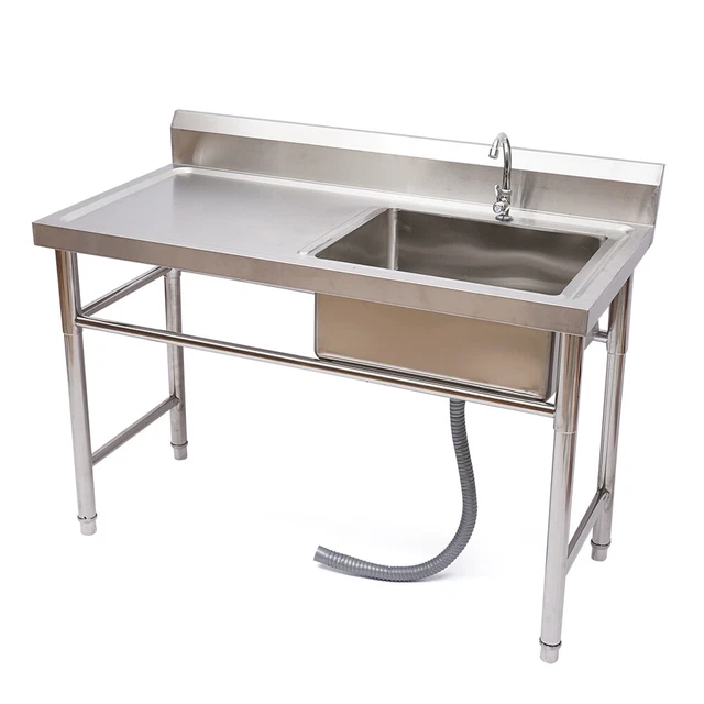 Commercial Kitchen Sink Prep Utility Table W/ Faucet 1 Compartment 1 Drainboard