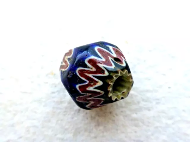 Antique Venetian  Irregular Shape   7 Layer Chevron Glass Trade Bead