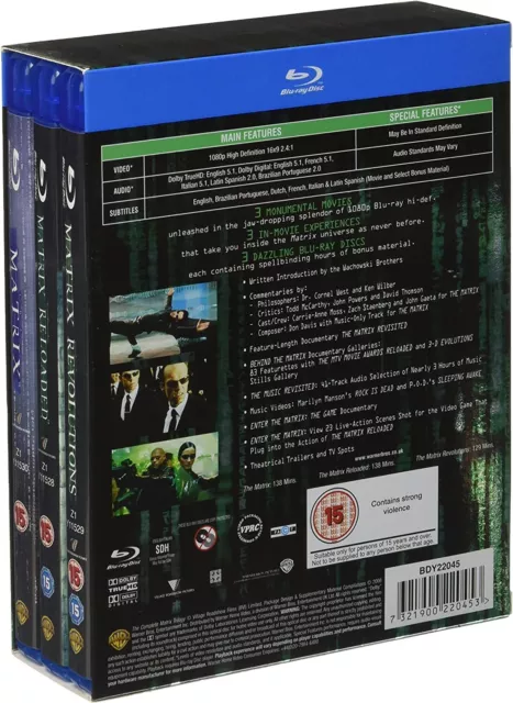 The Matrix Trilogy (Blu-ray) Carrie-Anne Moss Gloria Foster Hugo Weaving 2