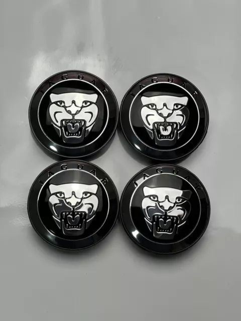 4x 58mm für Jaguar Radkappen Nabendeckel Alufelge Wheel Cap Felgendeckel Schwarz