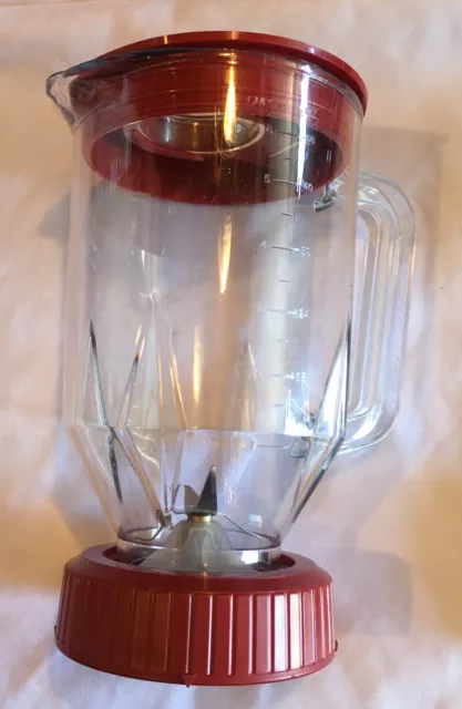 Waring Blender Container W/Lid/Blade Red Plastic Preowned CAC29