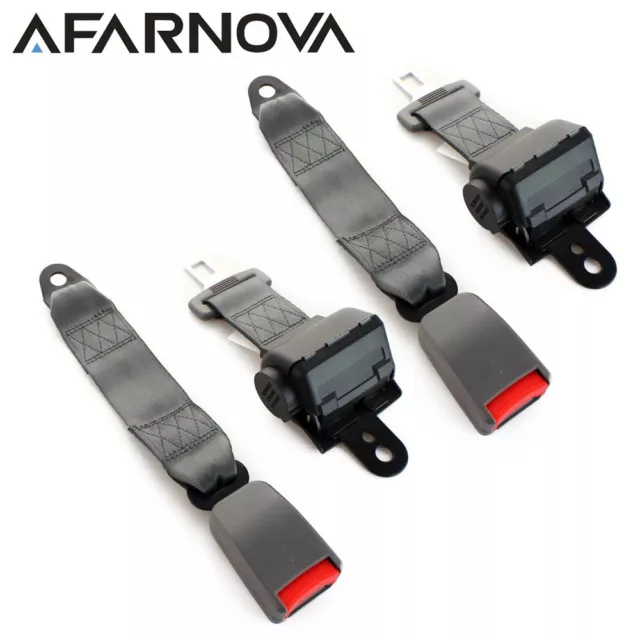 2Set Gray 2 Point Harness Seat Belt Lap Strap Retractable Replace Belt Universal