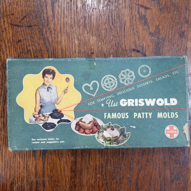 VINTAGE GRISWOLD CAST Iron Famous Patty Molds Set of 2 w/ Handles