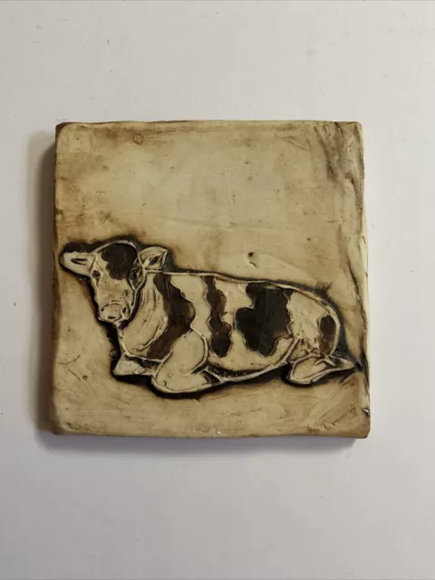 Hand Made Porcelain Art Tile Fireplace Surround Kitchen Backsplash Cow 4 X 4”