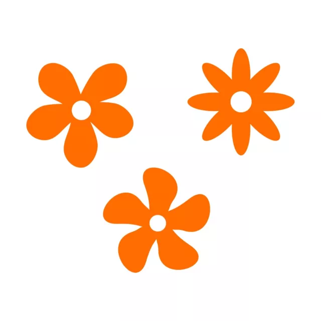 Flower Decal - 3 Pack Set - Floral Decals - Select Color And Size
