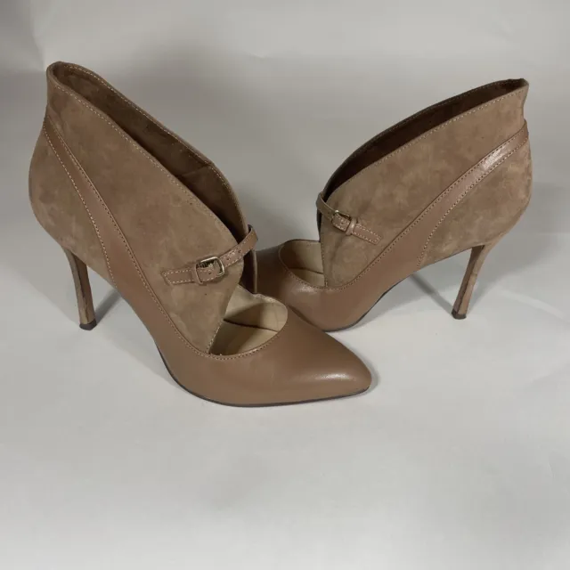 Nine West Leather And Suede Camel Bootie Heel . Size 6.5 (0048)