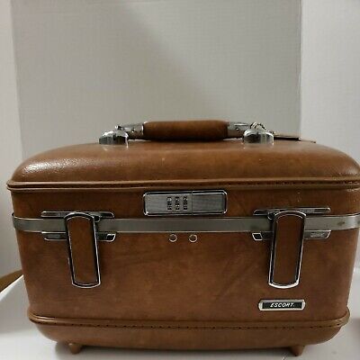 Vintage Brown American Tourister Escort Travel Train Cosmetic Hard Case Luggage