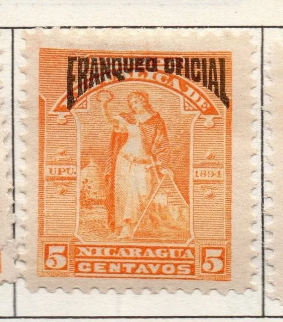 Nicaragua 1894 early Issue Fine Mint Hinged 5c. Official Optd 139275