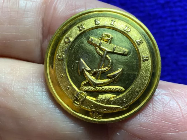 FOULED ANCHOR w MOTTO CONSIDER GILT LIVERY COAT BUTTON 26mm FIRMIN c 1855