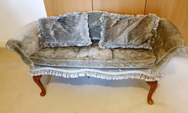 Antique Small rare Victorian sofa / Settee / couch with carved wooden legs