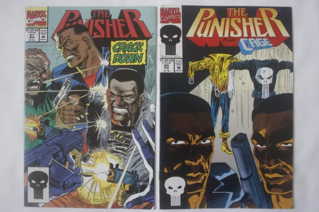 The Punisher Marvel Comics 1992 Mar. Vol. II #61 “Crack Down” and # 60 plus Cage