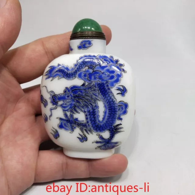 Exquisite Chinese Collectible Glaze Hand-painted Dragon and Phoenix Snuff Bottle