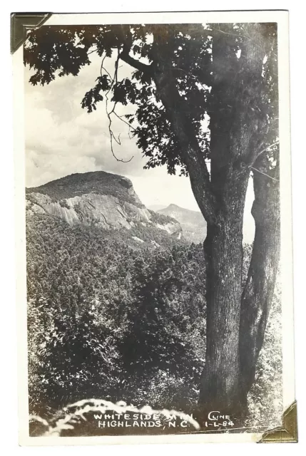 HIGHLANDS NC Postcard WHITESIDE MTN. near Cashiers NORTH CAROLINA, RPPC Cline