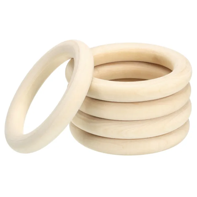 100mm/3.94" Unfinished Wooden Rings, 5Pcs Natural Solid Circle Unfinished Rings