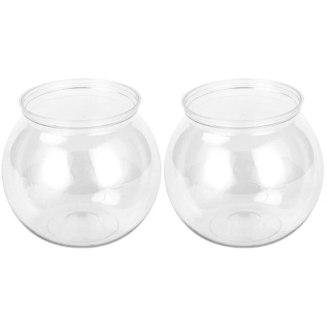2 Pc Plastic Fishbowl Vases Betta Small Tank Clear Glass Globe