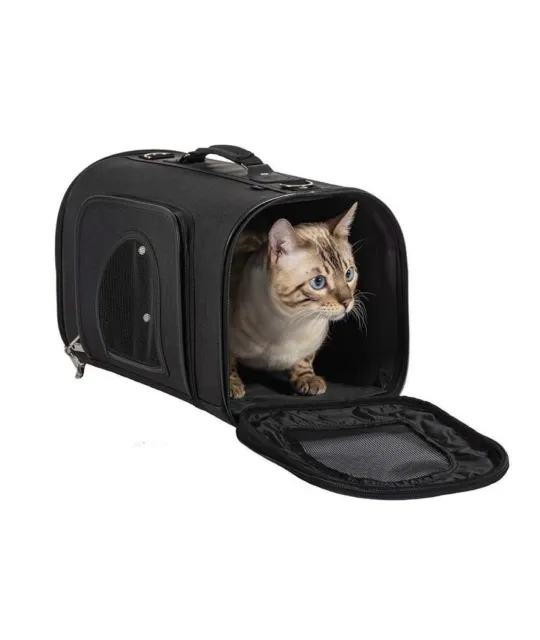 Borsa trasportino nero con tracolla modello Journey per cani e gatti Croci