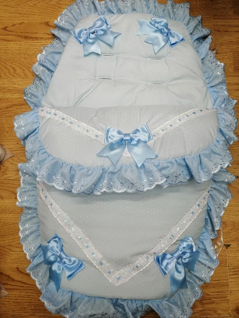Baby  boys  all blue Luxury Large Ribbon Foot Muff Cosy Toes Pram buggy