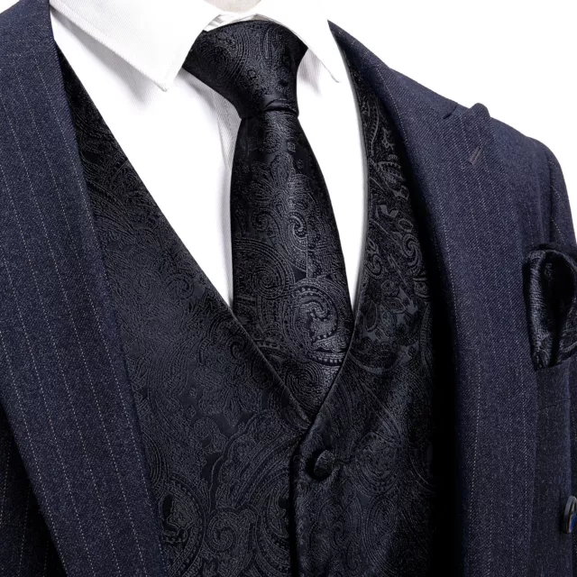 Gilet vintage gilet da uomo paisley floreale in seta jacquard set cravatta matrimonio 3