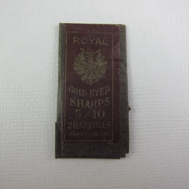 Antique Package Sewing Needles Royal Gold Eyed Sharps #5/10 Germany