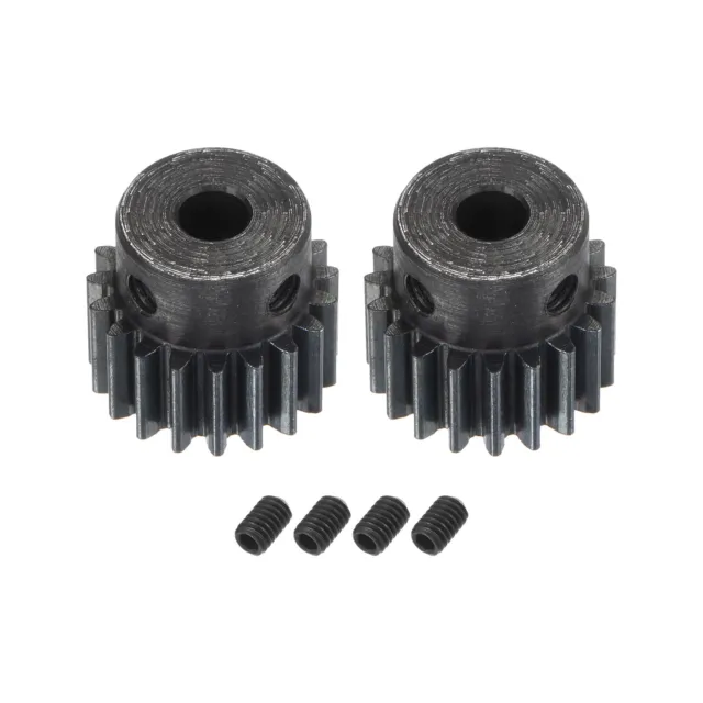 1Mod 19T Pinion Gear 5mm Bore 45# Steel Motor Rack Spur Gear with Step, 2 Set