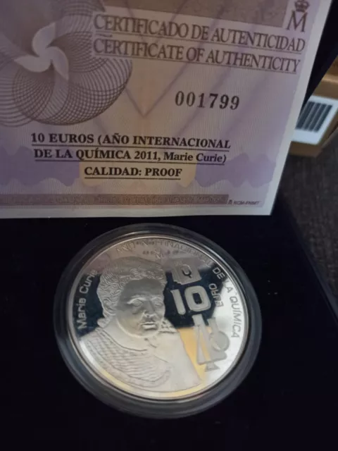 10 EUROS -- MONEDA RARA -- 2011 año Internacional de la Química MARIE CURIE --