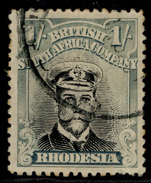 RHODESIA GV SG272, 1s black & pale blue-green, USED. Cat £20. DIE IIIB PERF 14