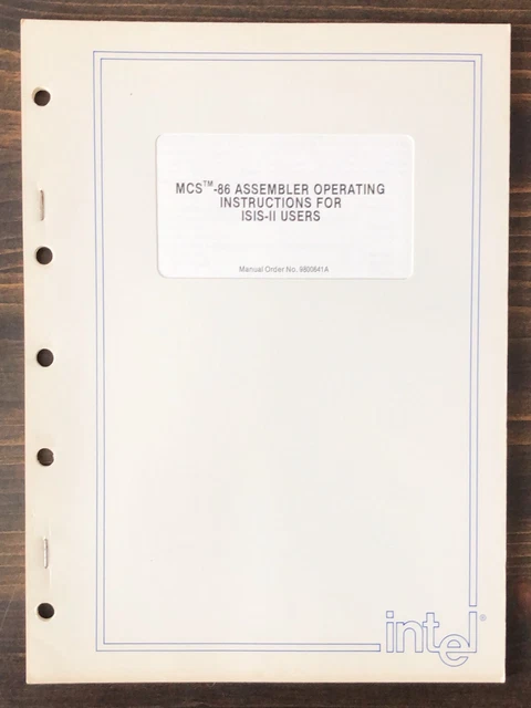Intel - MCS-86 Assembler Operating Instructions For ISIS-II Users (1978)