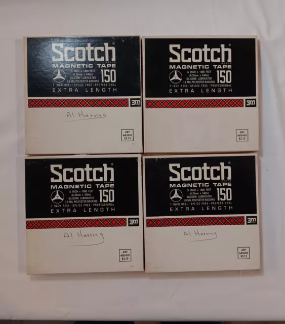 (4) 3M SCOTCH 150  7" Magnetic Tape  Reel to Reel Tape 1/4" x 1800'