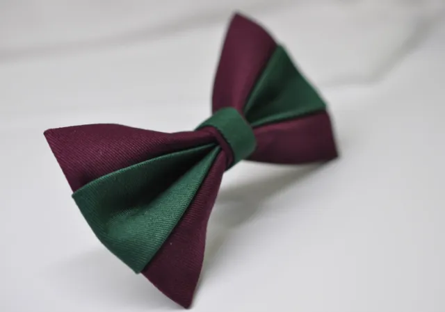 Burgundy Red and Emerald Green Cotton Bow tie for Men  / Boy Kids / Baby Toddler