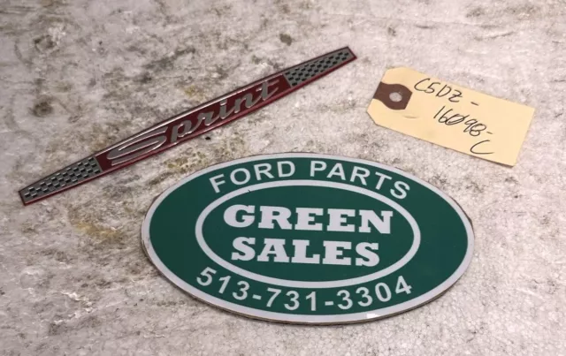 Ford Falcon 1963-64 Fender Emblem 289 Script 'Sprint' Insert Only Red NOS OEM