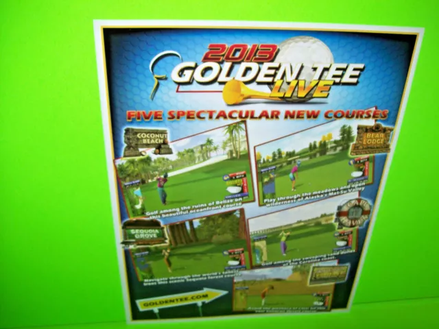 Incredible Tech 2013 GOLDEN TEE LIVE Original Arcade Game Flyer Retro Vintage